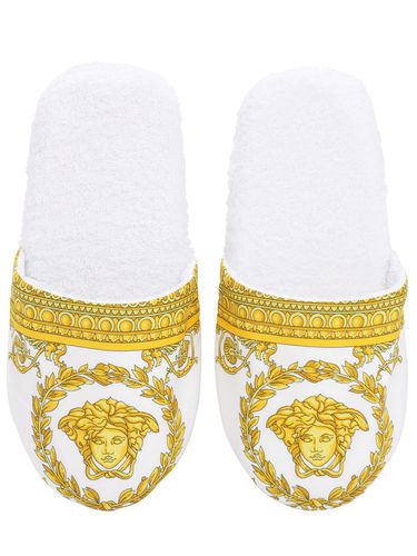 Pantofole Barocco & Robe In Cotone - VERSACE - Modalova