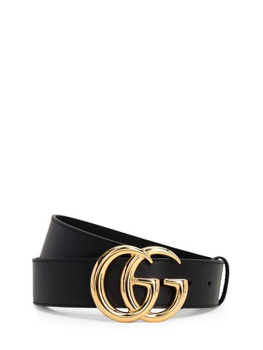 Mm Shiny Gg Buckle Leather Belt - GUCCI - Modalova