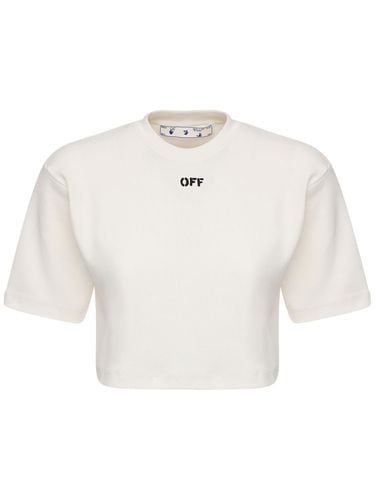 Off Cotton Blend Jersey T-shirt - OFF-WHITE - Modalova