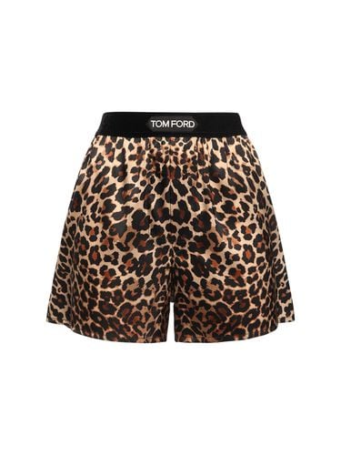 Leopard Print Silk Satin Shorts - TOM FORD - Modalova