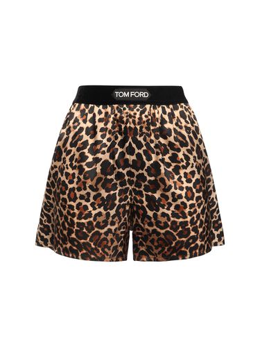 Shorts In Raso Di Seta Leopard - TOM FORD - Modalova