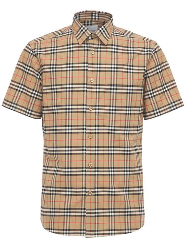 Camisa A Cuadros De Algodón - BURBERRY - Modalova