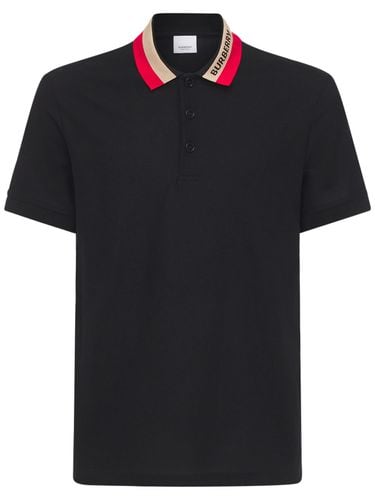 Edney Logo Collar Cotton Piqué Polo - BURBERRY - Modalova