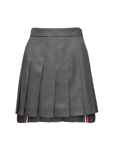 Mini Falda Plisada De Lana - THOM BROWNE - Modalova