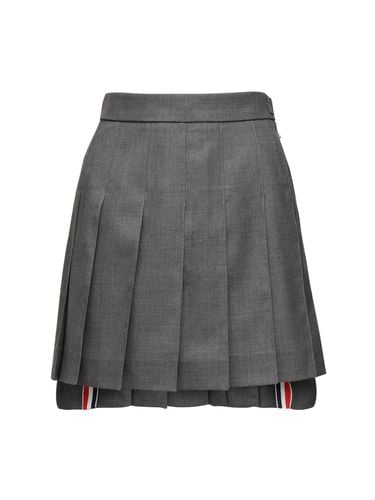 Pleated Wool Mini Skirt - THOM BROWNE - Modalova