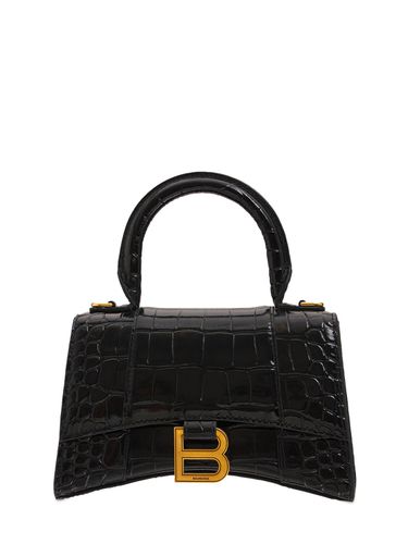 Xs Ledertasche Mit Krokoprägung „hourglass“ - BALENCIAGA - Modalova