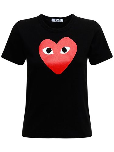 Printed Heart Cotton T-shirt - COMME DES GARÇONS PLAY - Modalova