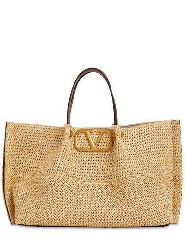 Bolso Tote Mediano Vlogo De Viscosa Y Piel - VALENTINO GARAVANI - Modalova