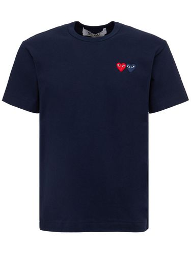 Double Heart Patch Cotton Jersey T-shirt - COMME DES GARÇONS PLAY - Modalova