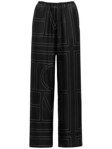 Monogram Embroidered Silk Pants - TOTEME - Modalova