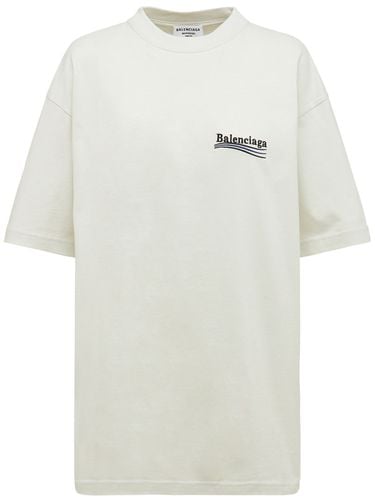 Camiseta Oversize De Algodón Bordada - BALENCIAGA - Modalova