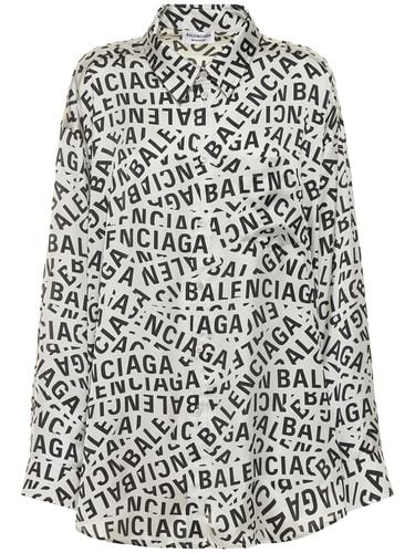 Camicia In Techno Raso Con Logo - BALENCIAGA - Modalova