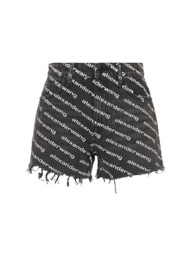 Shorts De Denim De Algodón Con Logo - ALEXANDER WANG - Modalova