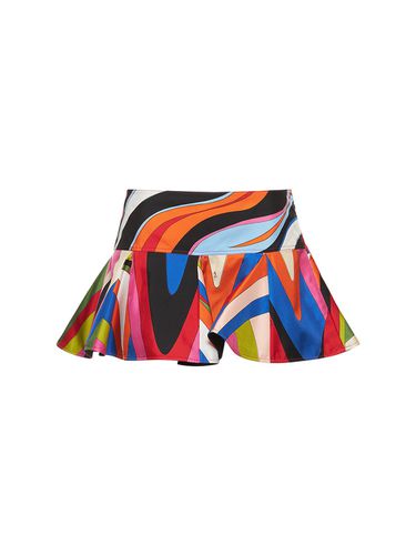 Minifalda Con Volante Estampado De Crepé De Seda - PUCCI - Modalova