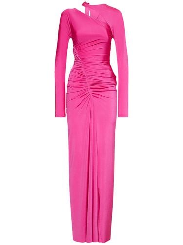 Asymmetric Ruched Long Jersey Dress - VICTORIA BECKHAM - Modalova