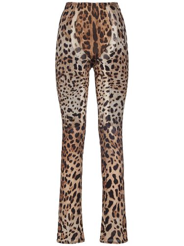 Pantalones Rectos Con Estampado De Leopardo - DOLCE & GABBANA - Modalova