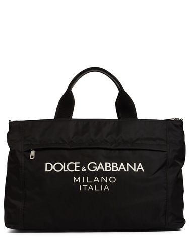 Bolso Duffle De Nylon Y Piel Con Logo - DOLCE & GABBANA - Modalova