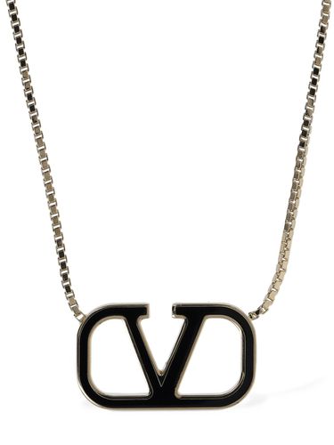 Collar Largo De Cadena Con Logo V - VALENTINO GARAVANI - Modalova