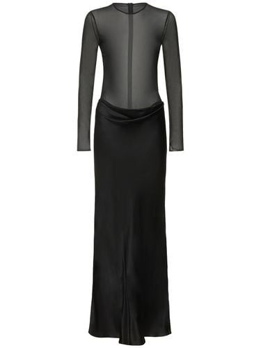 Sheer & Satin Long Dress - CHRISTOPHER ESBER - Modalova