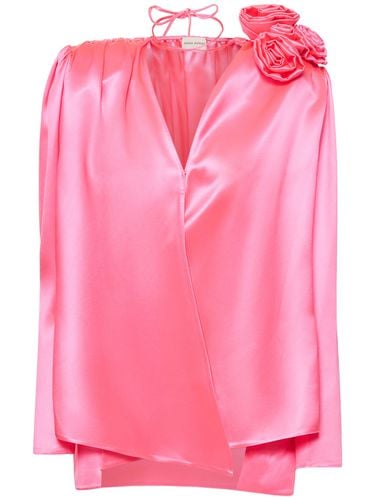 Silk Satin V Neck Flower Blouse - MAGDA BUTRYM - Modalova