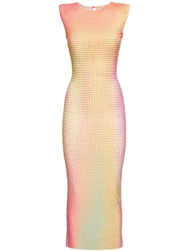 Printed Mesh Hotfix Midi Dress - SELF-PORTRAIT - Modalova