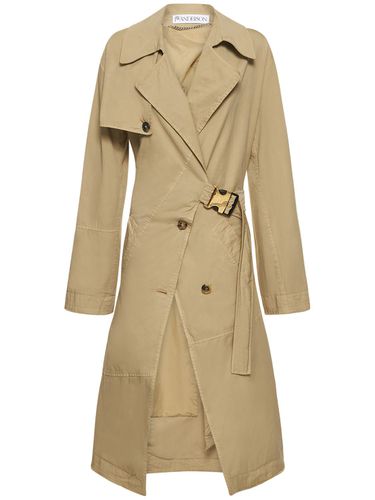 Abrigo Trench De Sarga De Algodón Con Hebilla - JW ANDERSON - Modalova