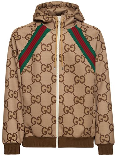 Felpa In Techno Gg Con Zip E Cappuccio - GUCCI - Modalova