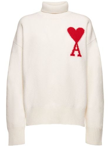 Pullover Aus Wolle Mit Logo - AMI PARIS - Modalova