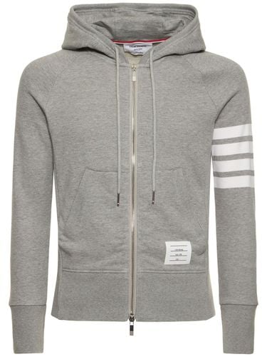 Zip-up Stripes Cotton Sweatshirt Hoodie - THOM BROWNE - Modalova