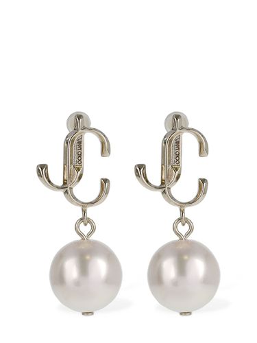 Jc Imitation Pearl Drop Earrings - JIMMY CHOO - Modalova