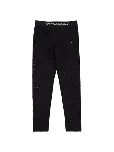 Leggings De Algodón Con Decoraciones - DOLCE & GABBANA - Modalova