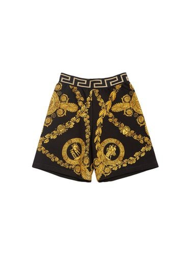 Shorts Deportivos De Algodón Con Estampado - VERSACE - Modalova