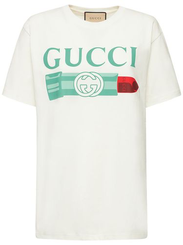 T-shirt Aus Baumwolle Mit G-loved-druck - GUCCI - Modalova