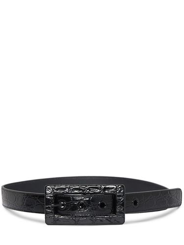 Mm Croc Embossed Leather Belt - SAINT LAURENT - Modalova