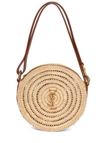 Bolso De Hombro Round De Rafia - SAINT LAURENT - Modalova