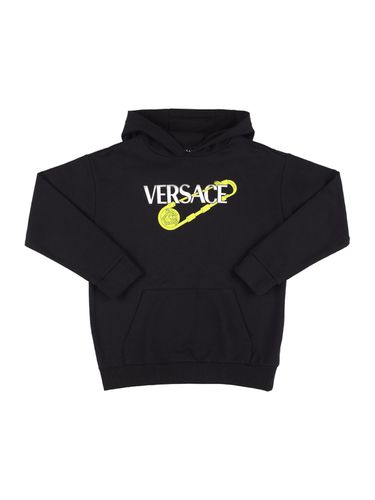 Sudadera De Algodón Estampado Con Capucha - VERSACE - Modalova