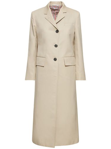 Waterproof Long Twill Coat - THOM BROWNE - Modalova