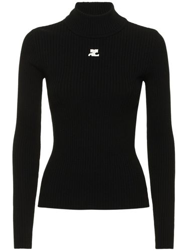 Knit Viscose Blend Logo Top - COURREGES - Modalova