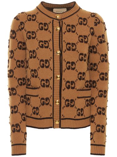 Cardigan Aus Wolle Mit Gg-intarsien - GUCCI - Modalova