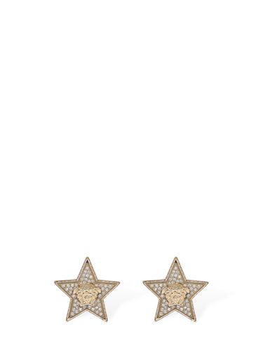 Star & Crystal Medusa Stud Earrings - VERSACE - Modalova