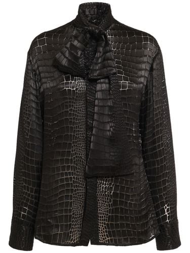 Crocodile Devoré Bow Shirt - VERSACE - Modalova