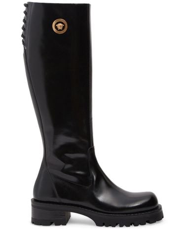 Botas Altas De Piel 35mm - VERSACE - Modalova