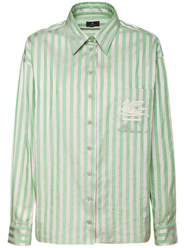 Logo Cotton Satin Striped Oxford Shirt - ETRO - Modalova