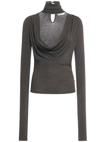 Long Sleeve Jersey Draped T-neck Top - BLUMARINE - Modalova