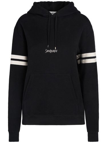 Embroidered Cotton Hoodie - SAINT LAURENT - Modalova