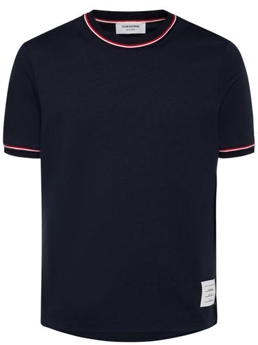 Camiseta De Algodón Con Ribetes Acanalado - THOM BROWNE - Modalova