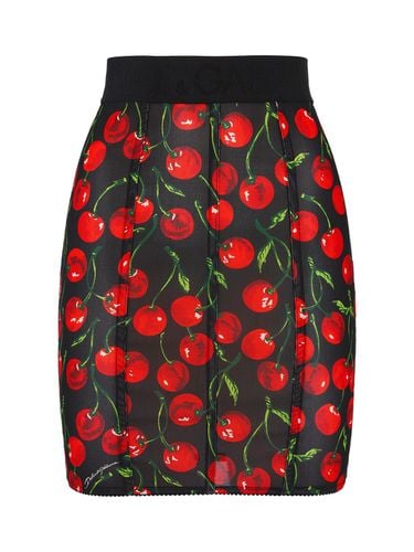 Cherry Print Marquisette Mini Skirt - DOLCE & GABBANA - Modalova