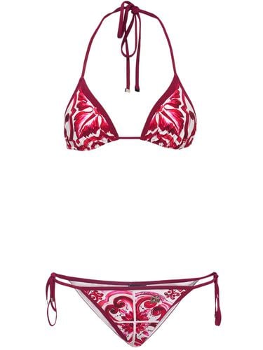 Maiolica Print Lycra Triangle Bikini Set - DOLCE & GABBANA - Modalova