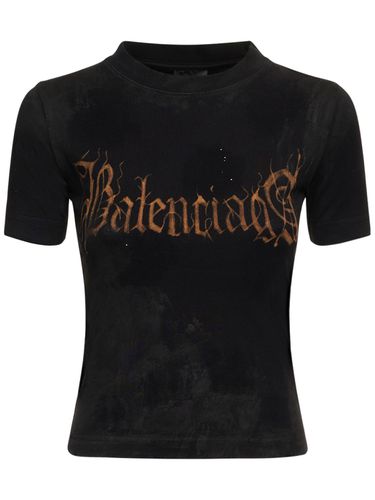 Camiseta De Algodón Con Logo - BALENCIAGA - Modalova