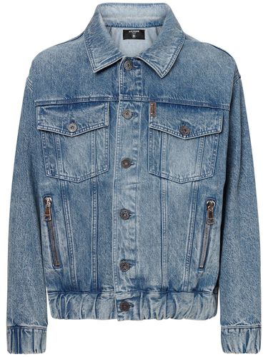 Chaqueta De Denim De Algodón Con Logo - BALMAIN - Modalova